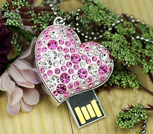 Style  Jewelry Chains Flash Drive Lovely Stick 16gb Jewelry Pendant Memory Heart