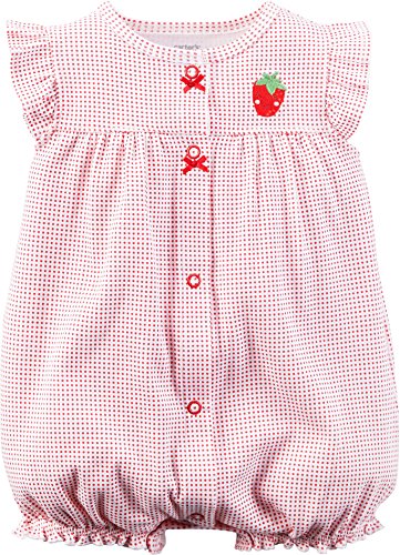 Carter's Baby Girls' Cotton 1-piece Snap-Up Romper (12M, Red Strawberry)