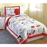 Boys Peanuts Comic Strip Red and White Comforter Sham Set - Twin
