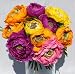 Purple and Yellow Ranunculus Silk Bouquet