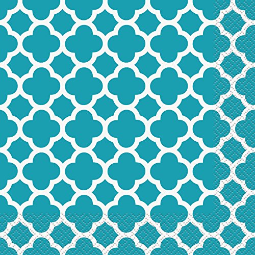 Quatrefoil Party Napkins, Teal, 16 Count