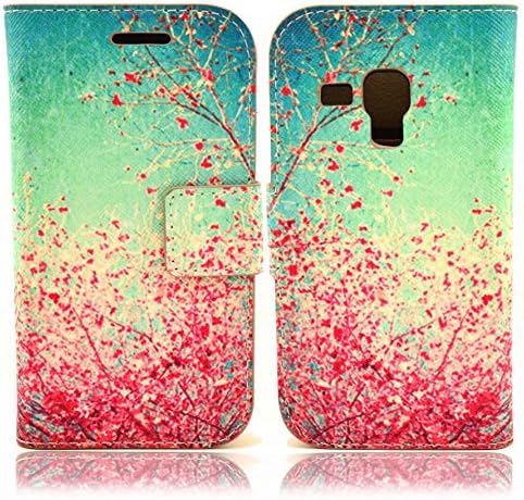 Einzige Slim Fit Leather Case Cover with Stand & Card Slots for Samsung Galaxy S Duos S7562 S Duos 2 S7582 (Red Tree) with Free Universal Screen-stylus
