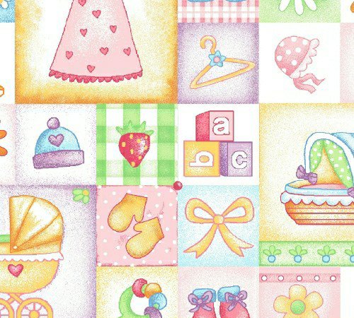 Picture of Cozy SheetWorld Fitted Pack N Play (Graco Square Playard) Sheet - Baby Girl Squares - Made In USA PP3636-F202 (Playard Bedding)