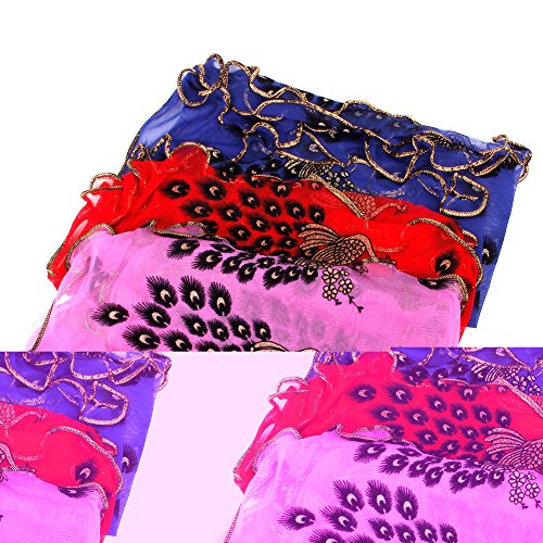 TR.OD Fashion Women's Long Peacock Print Chiffon Scarf Wrap