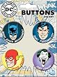 DC Comics Superman Batman Flash Joker 4 Piece Button Set