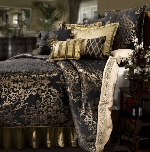 Veratex Glenwood 4-Piece King Comforter Set, Black