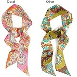 L. Erickson USA Elastic Loop Headband - Floral Fan 100% Silk Print