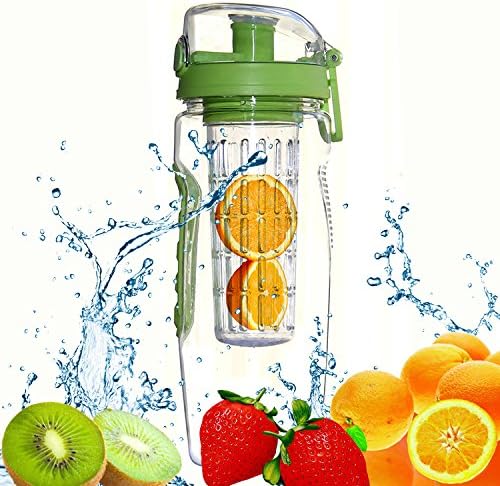 ROLLDEN Fruit Infuser Water Bottle Large 32oz - Best BPA-Free Sports Bottle - Flip Top Lid W Drinking Spout, Leak Proof, Made of Durable Tritan.