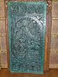 Antique Indian Carving Green Patina Radha Krishna Kadamba Tree Wooden Wall Panel 72"