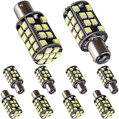 Groupbuy BAY15D 1157 Xenon Car Tail Stop Brake Light Super Bright 40 SMD LED Bulbs 12V Color White Red For Choice (10-Pack, White)