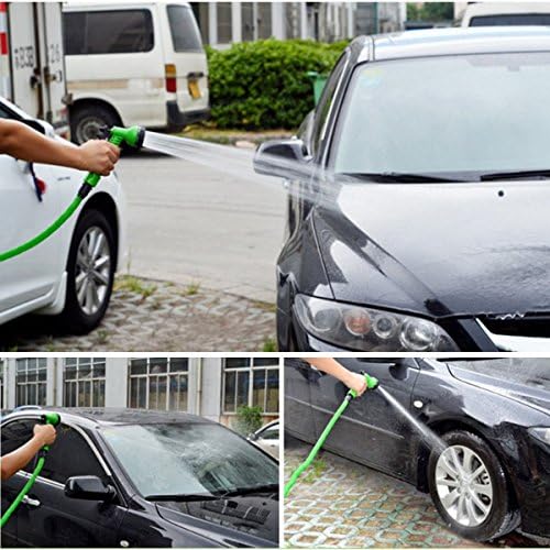 Tpglobe 25, 50, 75 and 100 Foot Expanding Hose Magic Flexible 3X Expandable Garden Water Hose Pipe + Faucet Connector + Fast Connector + Multifunctional Spray Nozzle+ Universal Joints (Green, 50FT)