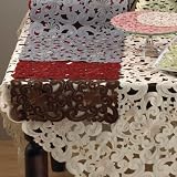 Embroidered And Cutwork Floral Design Rectangular Table Runner. 100% Polyester Woven. Brown, 16 Inch X72 Inch Oblong. One piece .