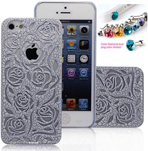 CocoZ® Romantic Roses Carved Palace Fashion Design Hard Case Cover Skin Protector for Iphone 5 /5s Retail Packing(Pc) (Sky Blue)