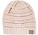 Winter White Ivory Thick Slouchy Knit Oversized Beanie Cap Hat,One Size,2 Pack: Denim/Indie Pink