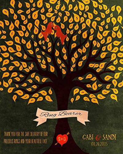 Gift For Ring Bearer Personalized Thank You From Bride and Groom 8x10 Custom Art Print Green Yellow Orange