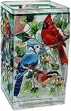 61uaSbIpw1L. SL160  Painted Stained Art Glass Vase   Garden Birds