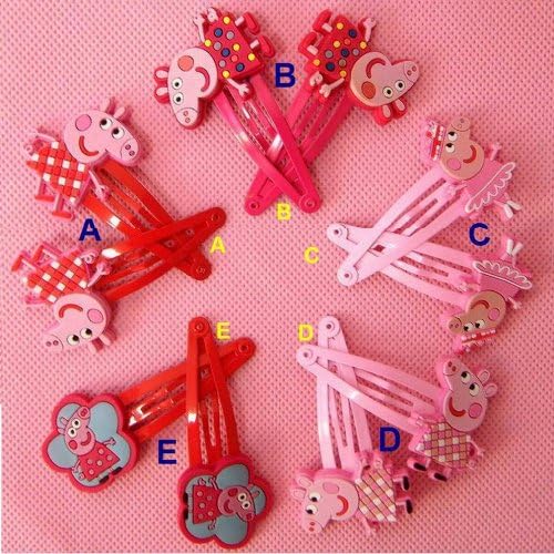 Peppa pig Hair Clips hairpin headwear, bobby pins, hair jewelry (5 Pairs)