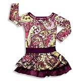 Lipstik - Girls Long Sleeve Paisley Print Dress, Purple, Multi