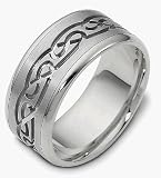 Platinum 9.5mm Designer Comfort Fit Wedding Band Ring