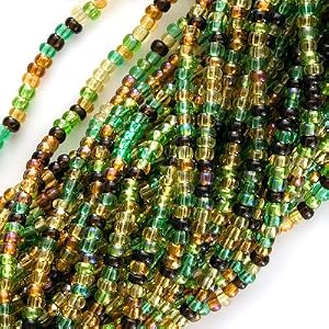Czech-Seed-Beads-Mix-Lot-11-0-Earthtone-Brown-Green-1-2-Hank
