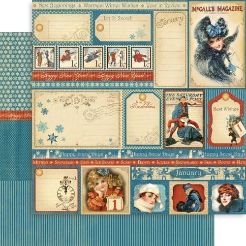 Place In Time Double-Sided Paper 12"X12"-January Cut-Aparts
