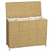 Household Essentials ML-6445 Woven-Seagrass Triple Laundry Sorter with Casters and 3 Removable Bags
