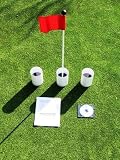 Practice Putting Green - Natural or Synthetic - Accessory Kit - (3) Aluminum 6 Cups & RED Marker Flag