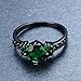Junxin Black Gold Emerald Green Round Cubic Zirconia CZ Stones Ring Daily Wear Size6/7/8/9/10