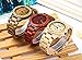 BEWELL W086B Mens Wooden Watch Analog Quartz Lightweight Handmade Wood Wrist Watch (Red Sandalwood)