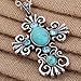 CHILDCITY Vintage Silver Plated Cross Carve Blue Crystal Oval Turquoise Pendant Necklace for Women Gift