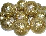 Set of 9 Gold Glitter Glass Ball Christmas Ornaments 2.75" # 6171767509R