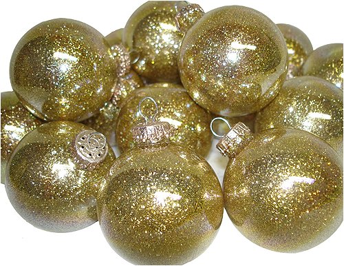 Set of 9 Gold Glitter Glass Ball Christmas Ornaments 2.75" # 6171767509R