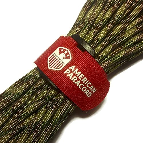 American Paracord Fish and Fire (Multi Camo 100 Feet) 550 Type III 9 Strand Survival, Tinder, Fishing, Parachute Cord