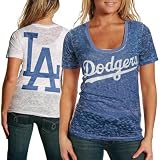 MLB Touch by Alyssa Milano L.A. Dodgers Royal Blue-White Superfan Sublimated Sheer Burnout Premium T-shirt (Medium)