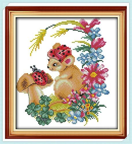 RUIMI Beginner 11CT Cross Stitch Set Embroidery Animal beautiful rat 32x35cm (Fulfilled by RUIMI)