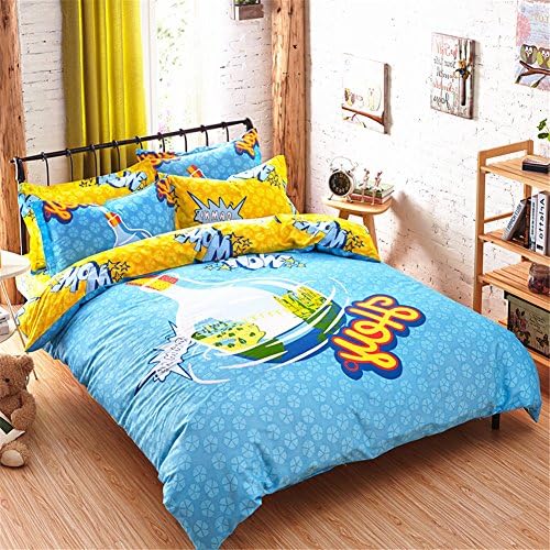 Fatacy 3D Cartoon Despicable Me Mr Minions 4 Pcs Cotton Kids Room Bedding Set Queen Size Bedding Cover/sheet/Pillowcase For Family Gift Comforter Not Included