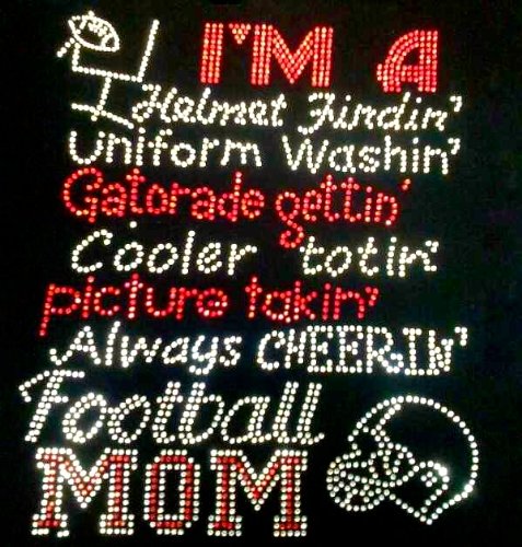 Football Mom Gatorade Helmet finding Cheering Rhinestone Transfer Iron On