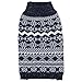 Blueberry Pet 4 Patterns Vintage Tinsel Knit Fair Isle Dog Sweater in Midnight Blue, Back Length 16