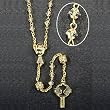 Silver Tone Rosary with 4mm Glass and Gold Tone Limestone Beads and 11.5" Chain