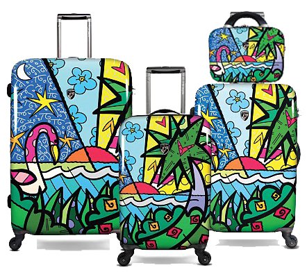 Romero Britto Britto Heys 4 Piece Luggage Set (Palms 4 Piece Set)