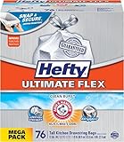 Hefty Ultimate Flex Tall Kitchen Trash Bags, Clean Burst, 76 Count