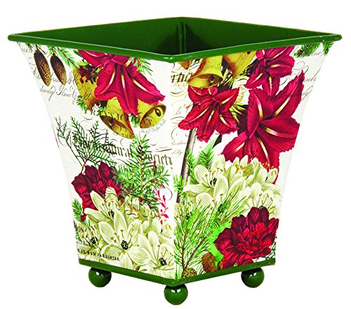 Michel Design Works Small Footed Tin Cachepot/Planter, Joyous Christmas
