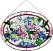 Hummingbird/Hydrangea Metal-Framed Stained Glass Art Panel 23 W X 17.25 H Joan Baker Designs APM805