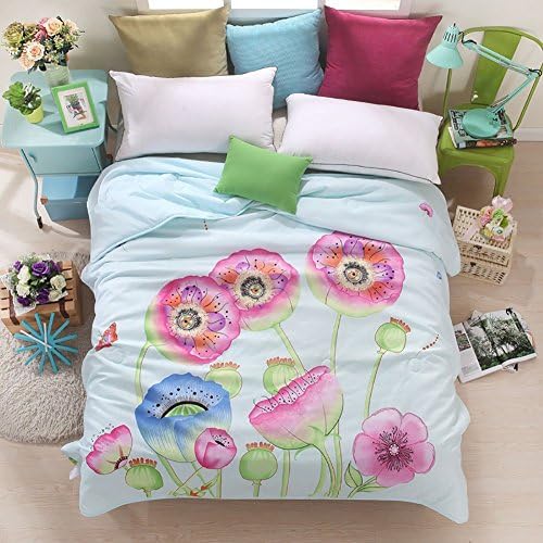 Summer Air Conditioning Quilt Cool Thin Quilts Sofa Blanket Bedding Set 1-Piece, Size 79" * 90" (Blue C)