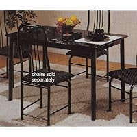 Marble Pattern Top Black Metal Frame Dining Room Table