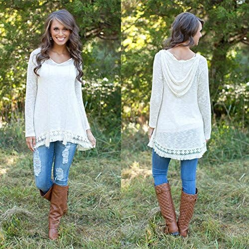 Ltfei New Fashion Women Ladies Hooded Long Sleeve Tops Summer Casual Shirt Tops Blouse White M