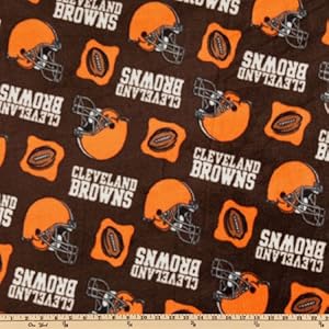 NFL Fleece Cleveland Browns Orange/Brown Fabric By The Yard
