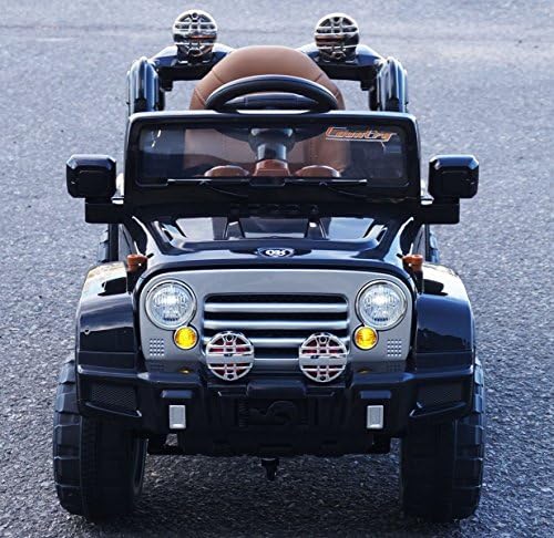 2016 Jeep Wrangler Style 12v Power Wheels Ride on Car with Leather Seat, Openable Doors and Music