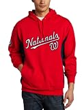 MLB Men's Washington Nationals Captain Hooded Fleece Pullover (Athletic Red/Athletic Navy, Large)