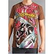 Ed Hardy Mens Short Sleeve Full Body Tee, Battle-Brown